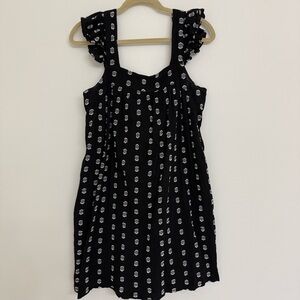 LOFT Black and White Women’s Dress with Ruffle Straps